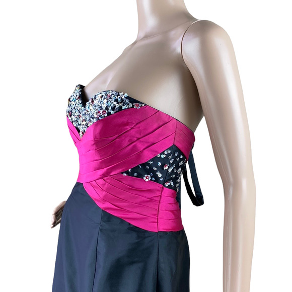 Mori Lee Pink and Black Maxi Dress - Picture 8 of 11